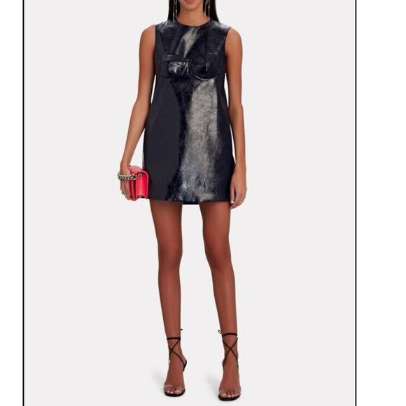 AKNVAS Mini Dress Faux Leather Sleeveless Pockets Size 6 Retails $650 - Picture 8 of 12